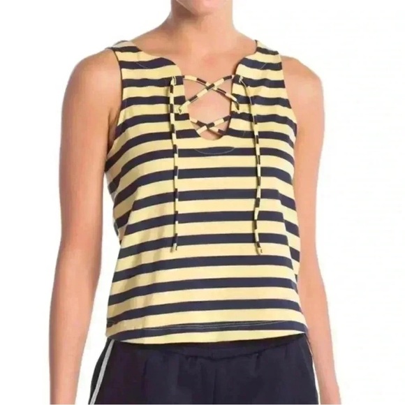 Frame Denim Striped Lace Up Tank Top - Picture 1 of 3